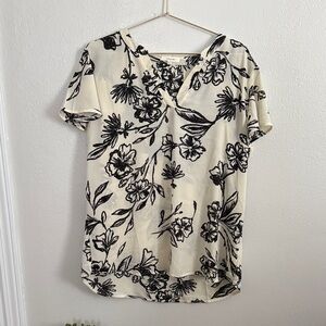 Maurices Cream and Black Floral Blouse